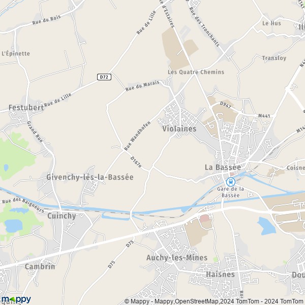 De kaart voor de stad Violaines 62138