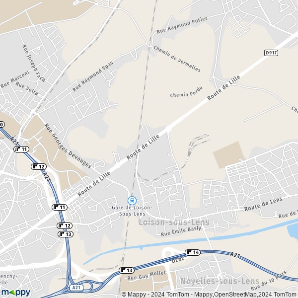 De kaart voor de stad Loison-sous-Lens 62218