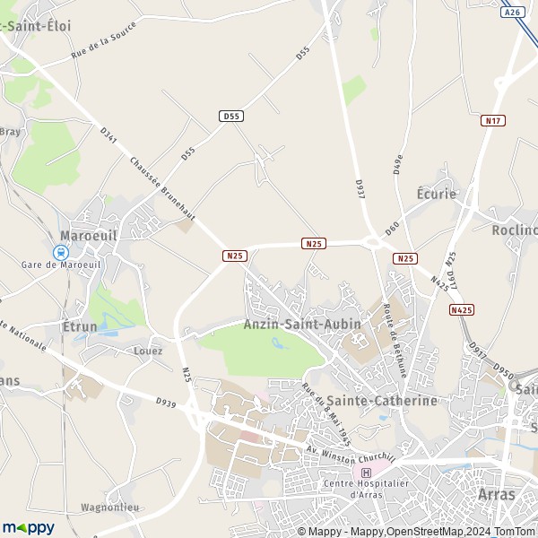 De kaart voor de stad Anzin-Saint-Aubin 62223