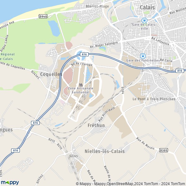 De kaart voor de stad Coquelles 62231