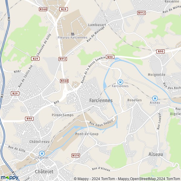 De kaart voor de stad 6240 Farciennes