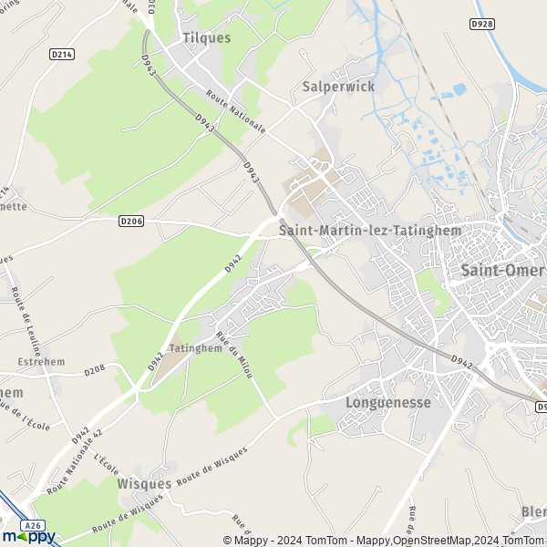 De kaart voor de stad Saint-Martin-lez-Tatinghem 62500
