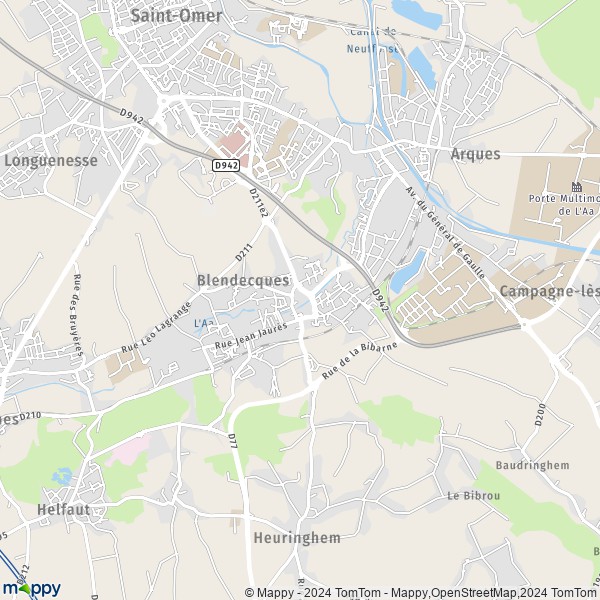 De kaart voor de stad Blendecques 62575