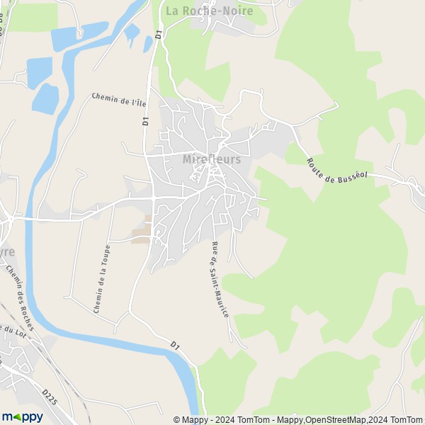 De kaart voor de stad Mirefleurs 63730