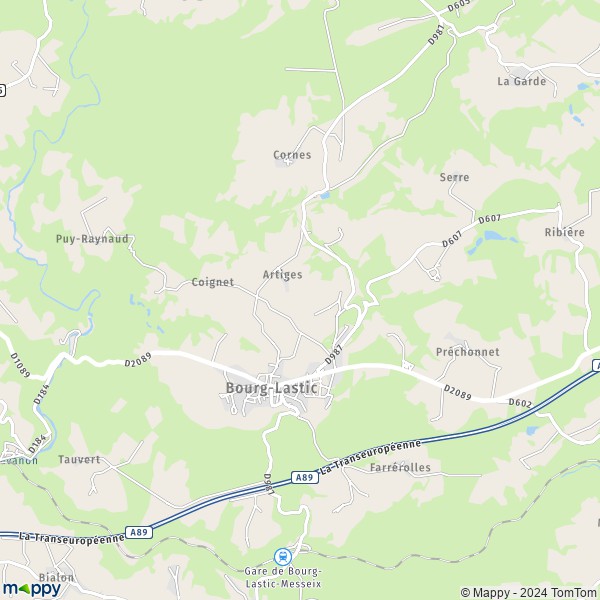 De kaart voor de stad Bourg-Lastic 63760