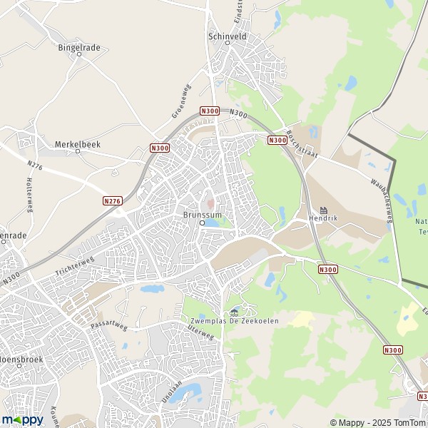 De kaart voor de stad Brunssum 6441-6446