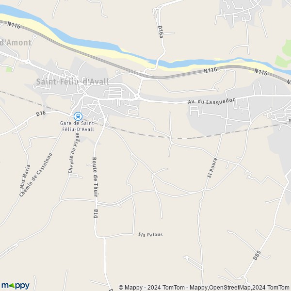 De kaart voor de stad Saint-Féliu-d'Avall 66170