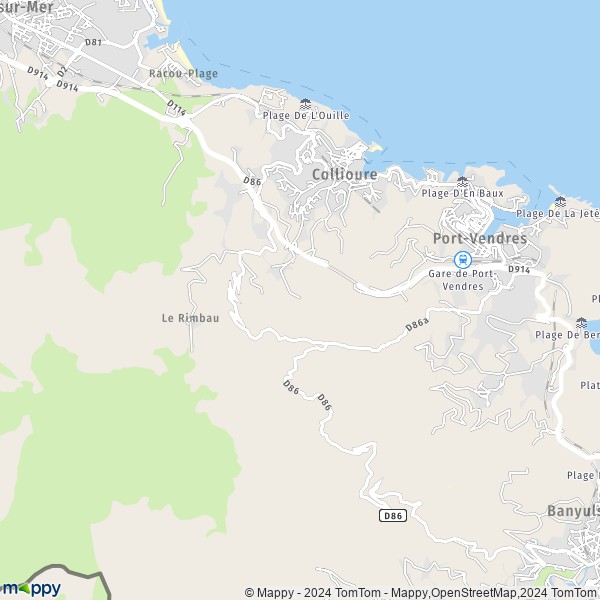 De kaart voor de stad Collioure 66190