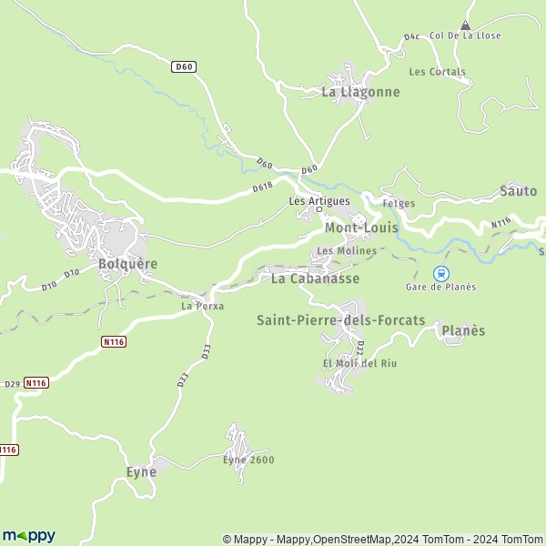 De kaart voor de stad La Cabanasse 66210