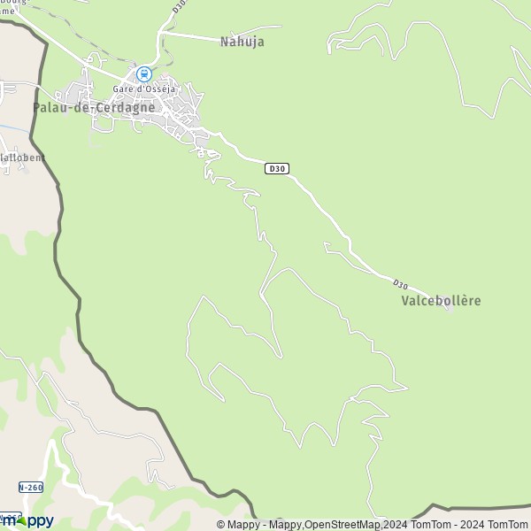 De kaart voor de stad Osséja 66340