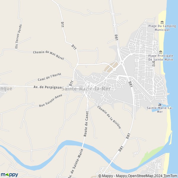 De kaart voor de stad Sainte-Marie-la-Mer 66470