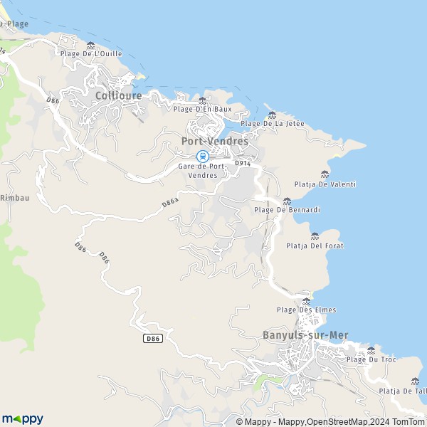 De kaart voor de stad Port-Vendres 66660