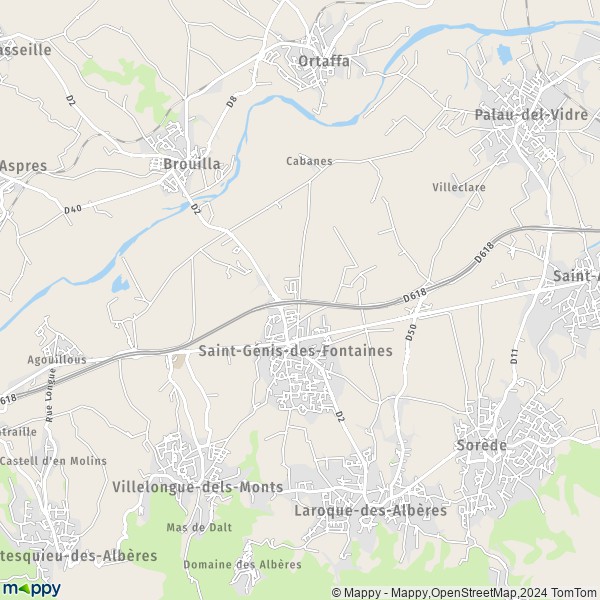 De kaart voor de stad Saint-Génis-des-Fontaines 66740