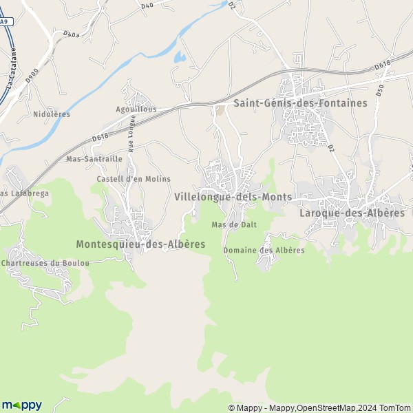 De kaart voor de stad Villelongue-dels-Monts 66740