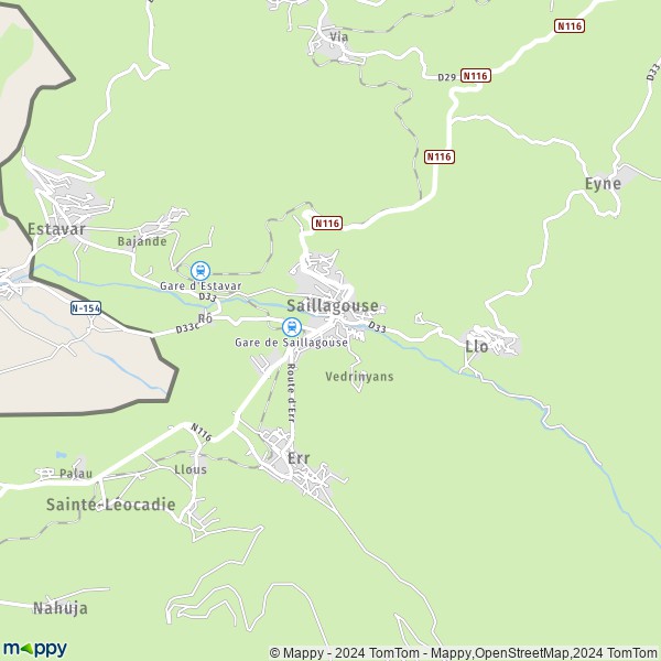 De kaart voor de stad Saillagouse 66800