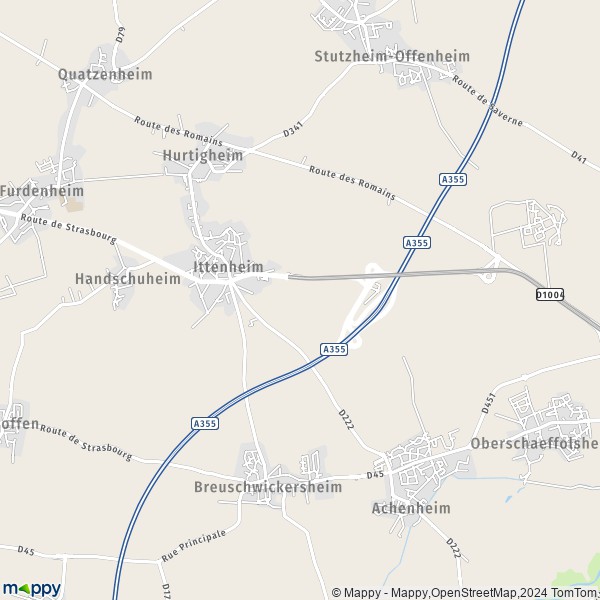 De kaart voor de stad Ittenheim 67117