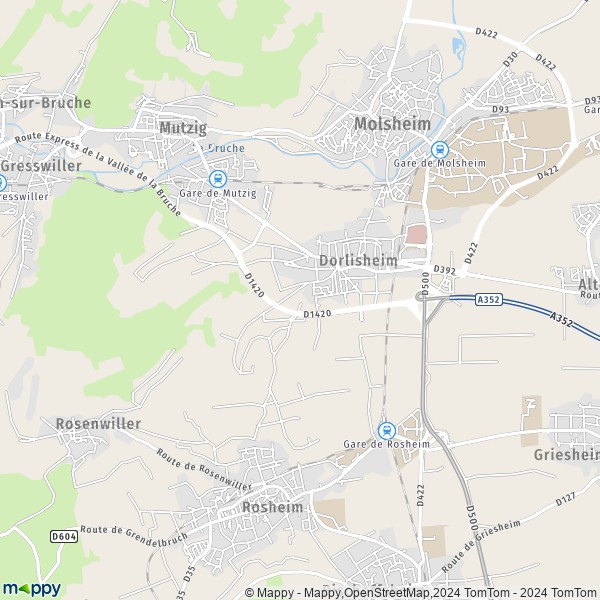 De kaart voor de stad Dorlisheim 67120