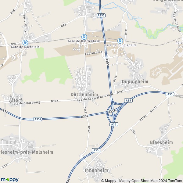 De kaart voor de stad Duttlenheim 67120