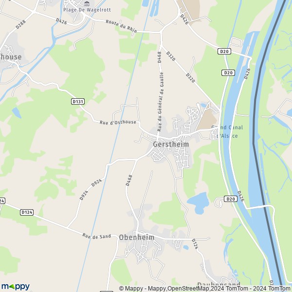 De kaart voor de stad Gerstheim 67150
