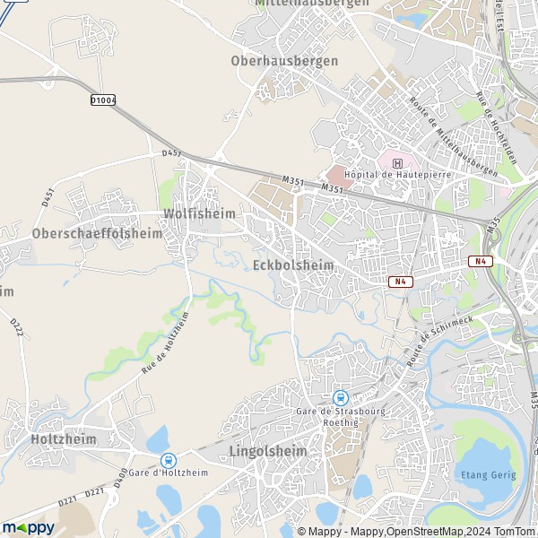 De kaart voor de stad Eckbolsheim 67201