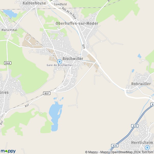 De kaart voor de stad Bischwiller 67240