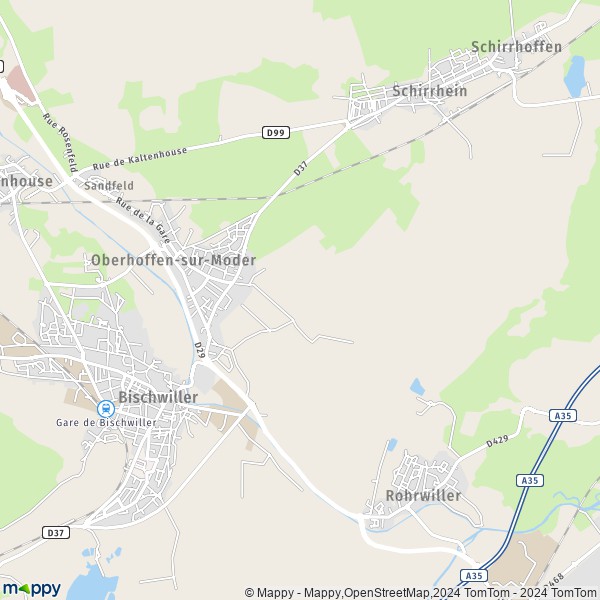 De kaart voor de stad Oberhoffen-sur-Moder 67240