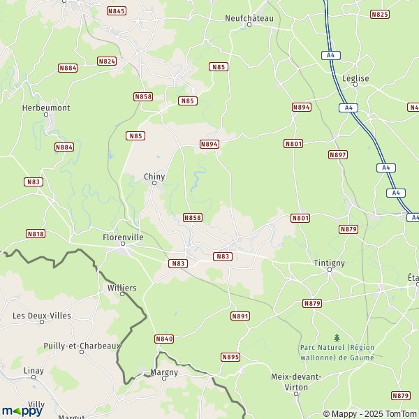 De kaart voor de stad 6730-6860 Chiny