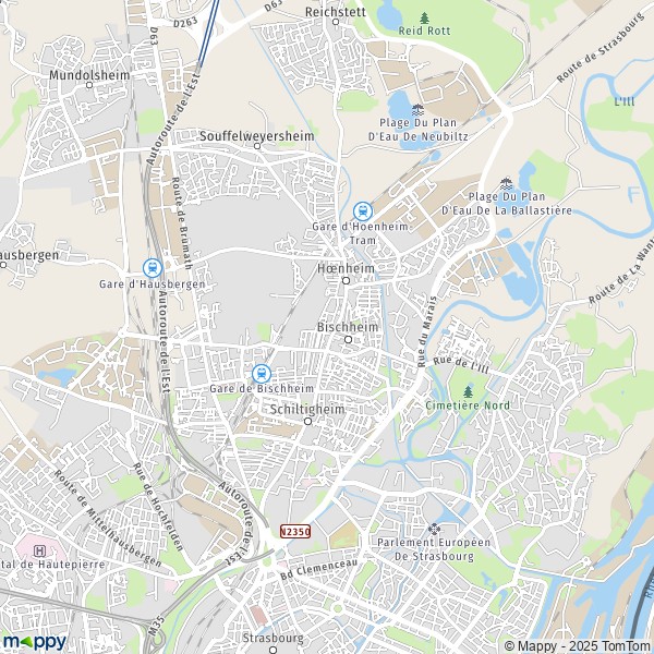 De kaart voor de stad Schiltigheim 67300