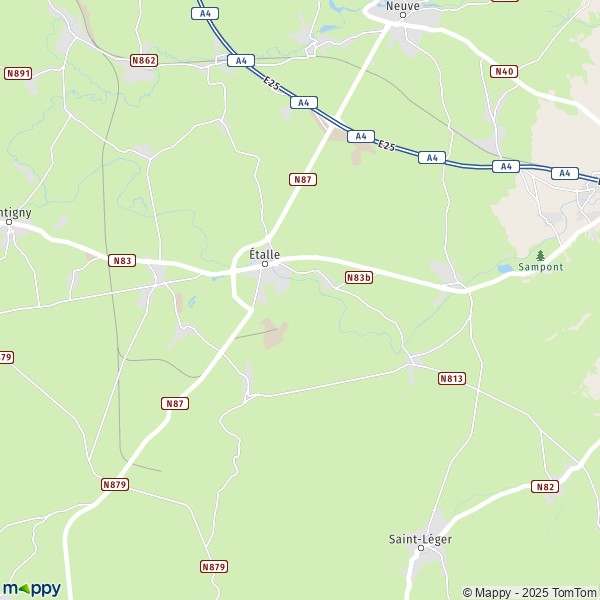 De kaart voor de stad 6740-6743 Étalle