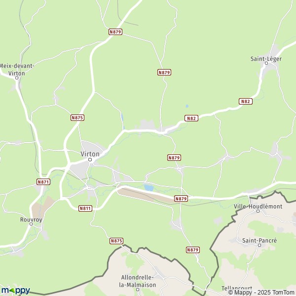 De kaart voor de stad 6740-6762 Virton