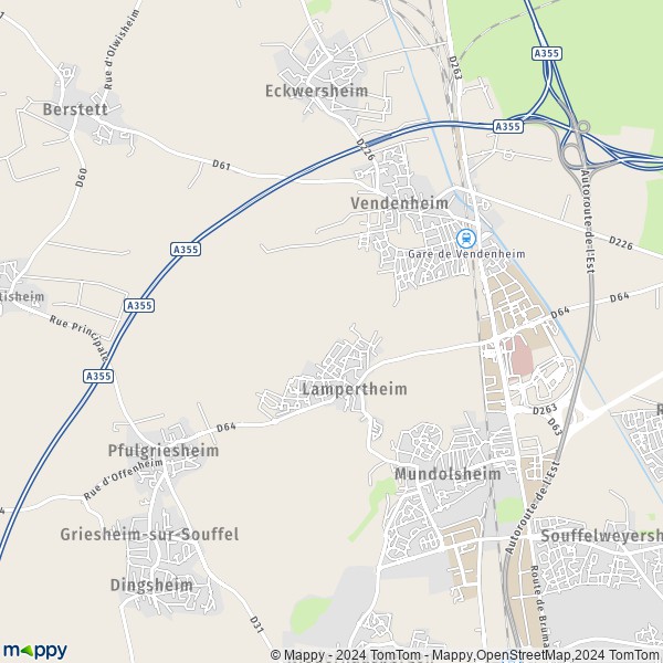 De kaart voor de stad Lampertheim 67450