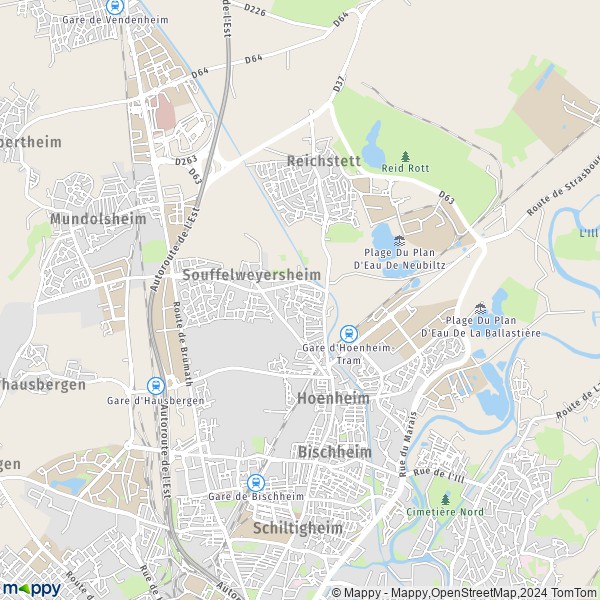 De kaart voor de stad Souffelweyersheim 67460