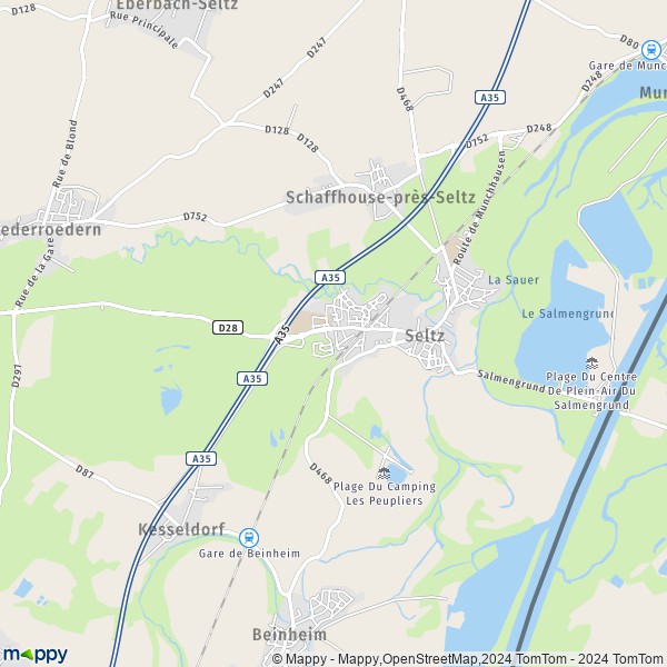 De kaart voor de stad Seltz 67470