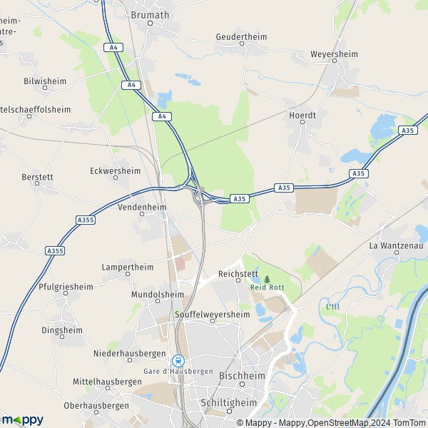 De kaart voor de stad Vendenheim 67550