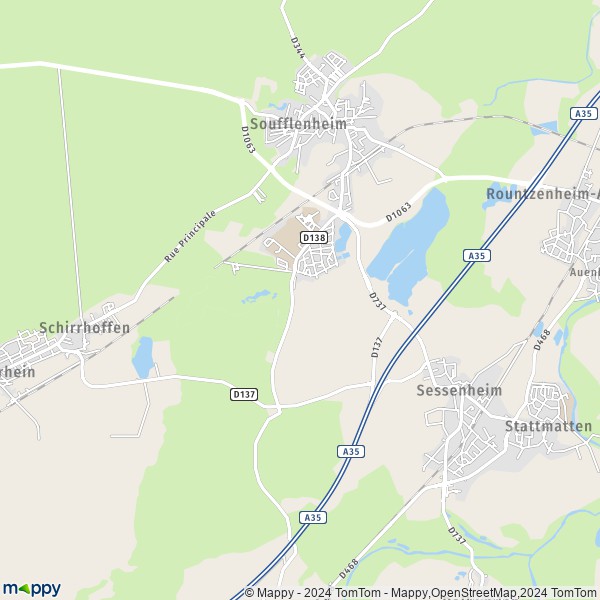 De kaart voor de stad Soufflenheim 67620