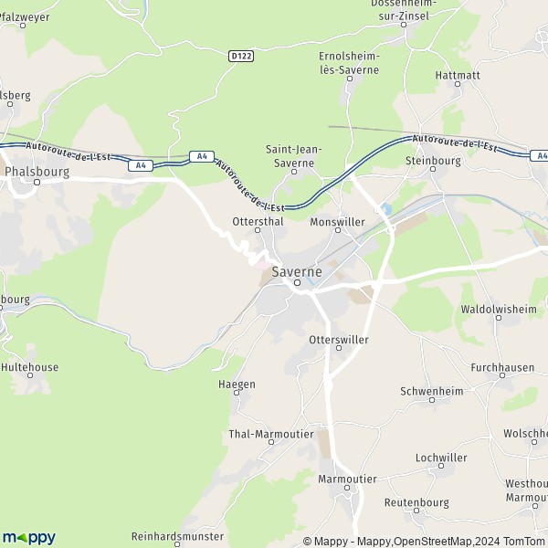 De kaart voor de stad Saverne 67700