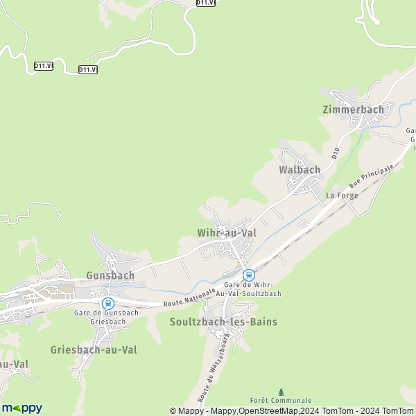 De kaart voor de stad Wihr-au-Val 68230