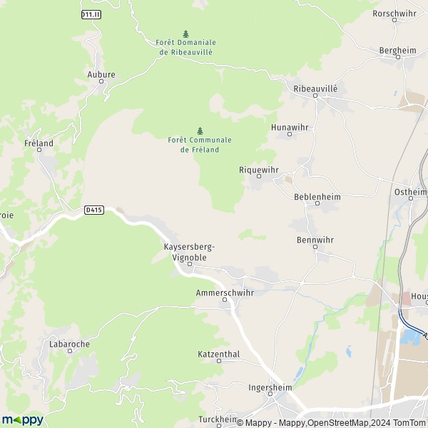 De kaart voor de stad Kaysersberg-Vignoble 68240