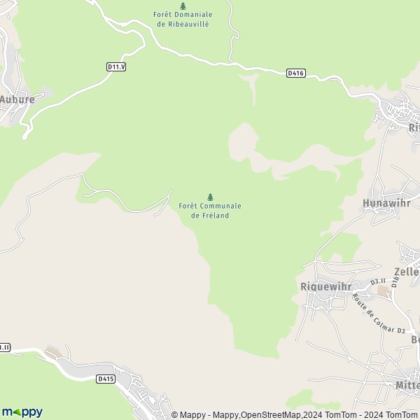 De kaart voor de stad Riquewihr 68340