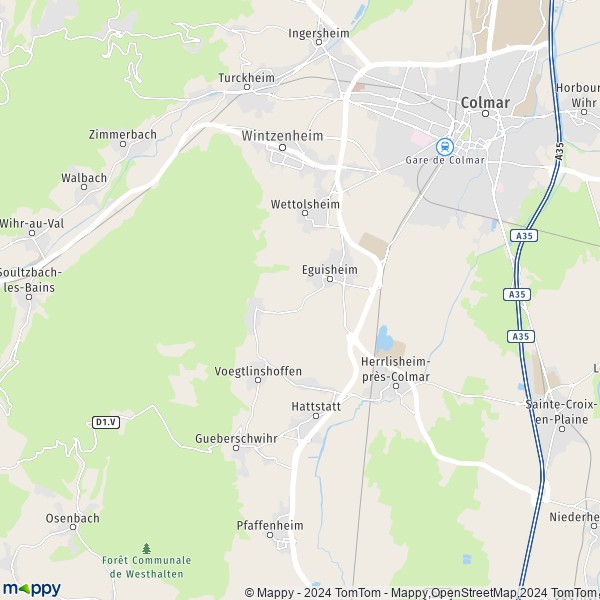 De kaart voor de stad Eguisheim 68420