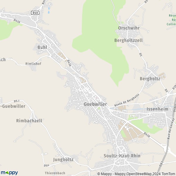 De kaart voor de stad Guebwiller 68500