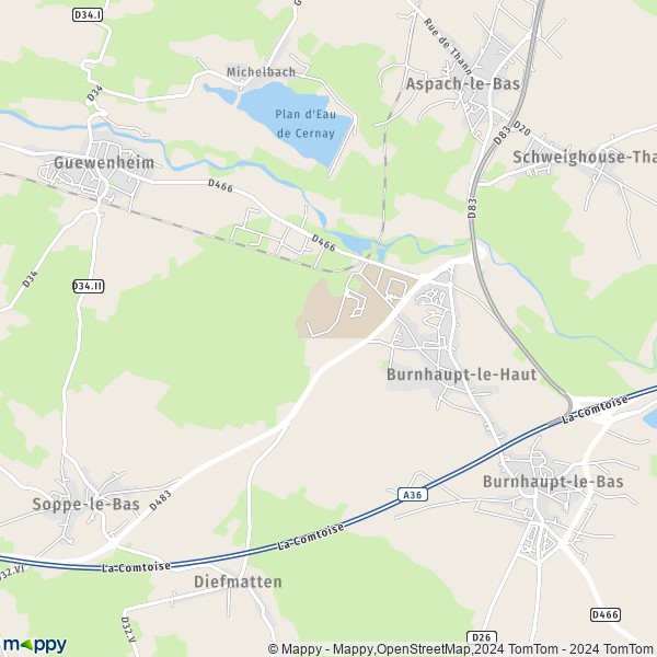 De kaart voor de stad Burnhaupt-le-Haut 68520