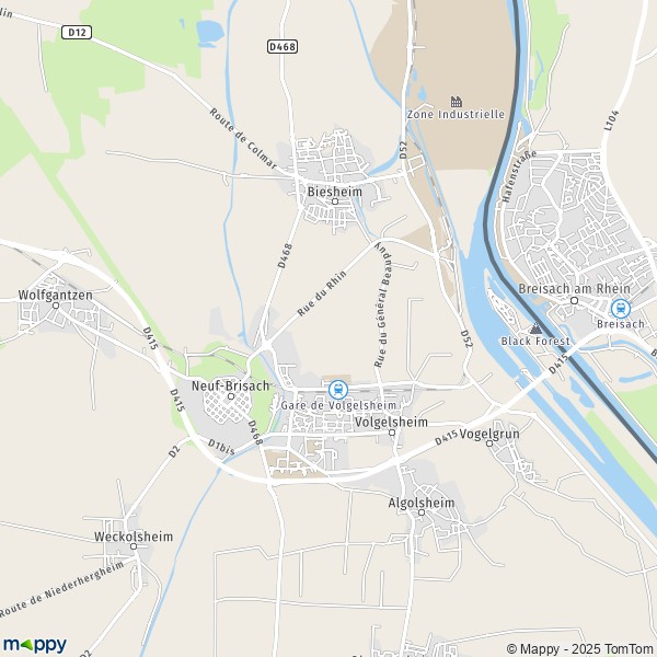 De kaart voor de stad Volgelsheim 68600