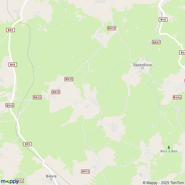 De kaart voor de stad 6890-6929 Daverdisse