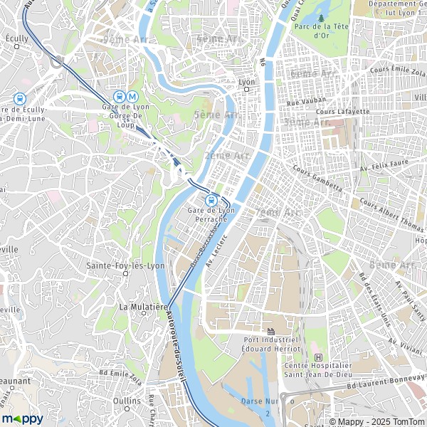 De kaart voor de stad 2e Arrondissement, Lyon