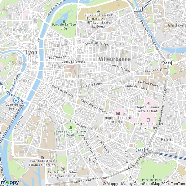 De kaart voor de stad 3e Arrondissement, Lyon