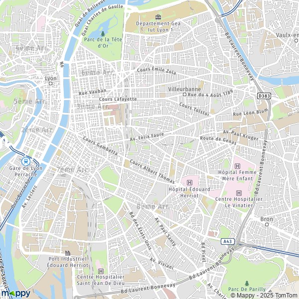 De kaart voor de stad 3e Arrondissement, Lyon