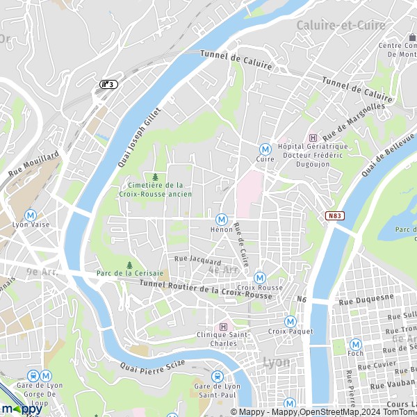 De kaart voor de stad 4e Arrondissement, Lyon
