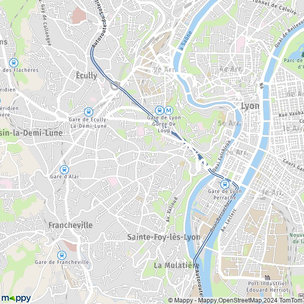 De kaart voor de stad 5e Arrondissement, Lyon
