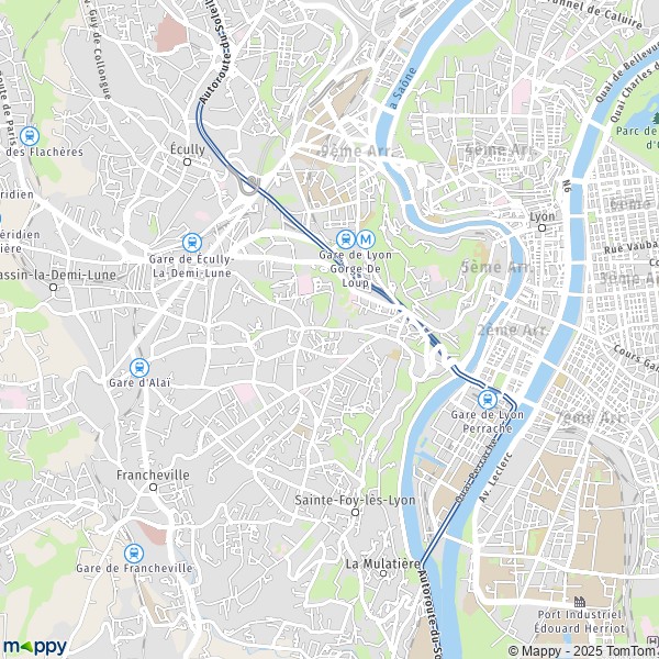 De kaart voor de stad 5e Arrondissement, Lyon